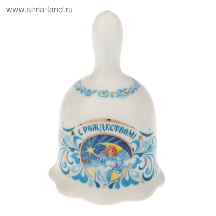 Колокольчик «Милые ангелочки», 5,5 х 9,5 см, керамика, деколь, золото - Фото 1
