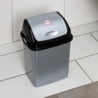 Контейнер для мусора «Камелия», 4 л, цвет серебристый перламутр/чёрный - фото 9017050