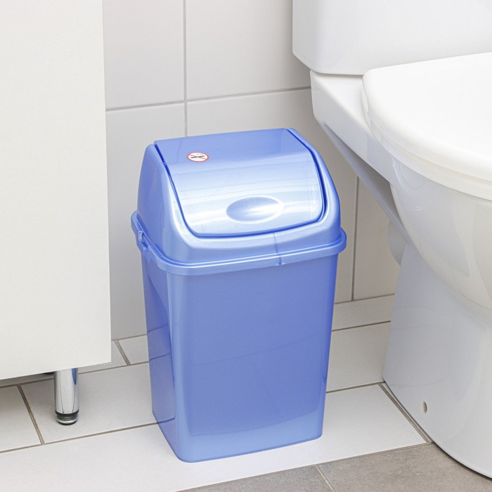 Контейнер для мусора «Камелия», 8 л, цвет голубой перламутр - Фото 1
