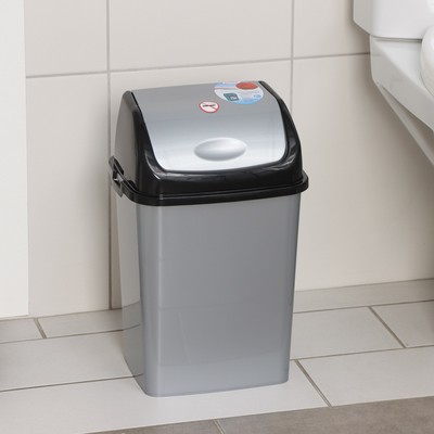 Ведро для мусора «Камелия», 8 л, серебристый перламутр, чёрное