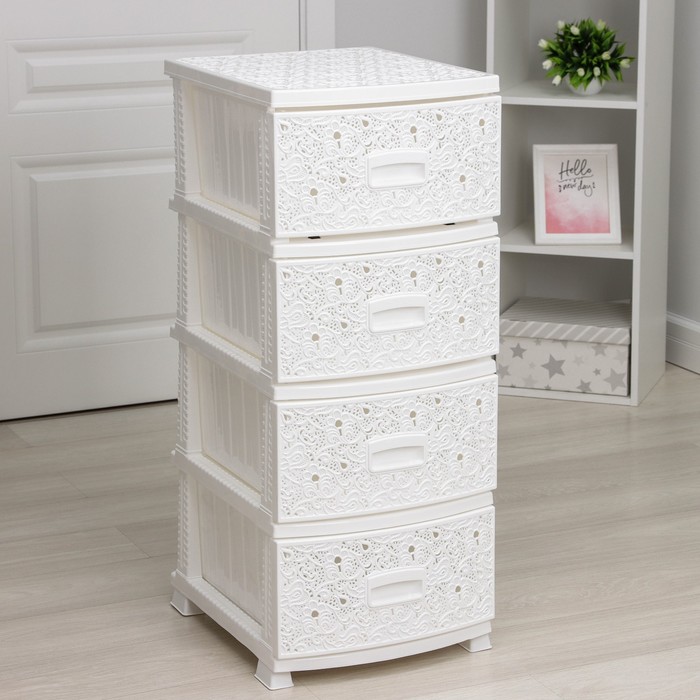Комод 4-х секционный «Декор. Ажур», белый - Фото 1