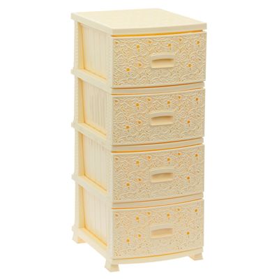 Комод 4-х секционный «Декор. Ажур», цвет слоновая кость