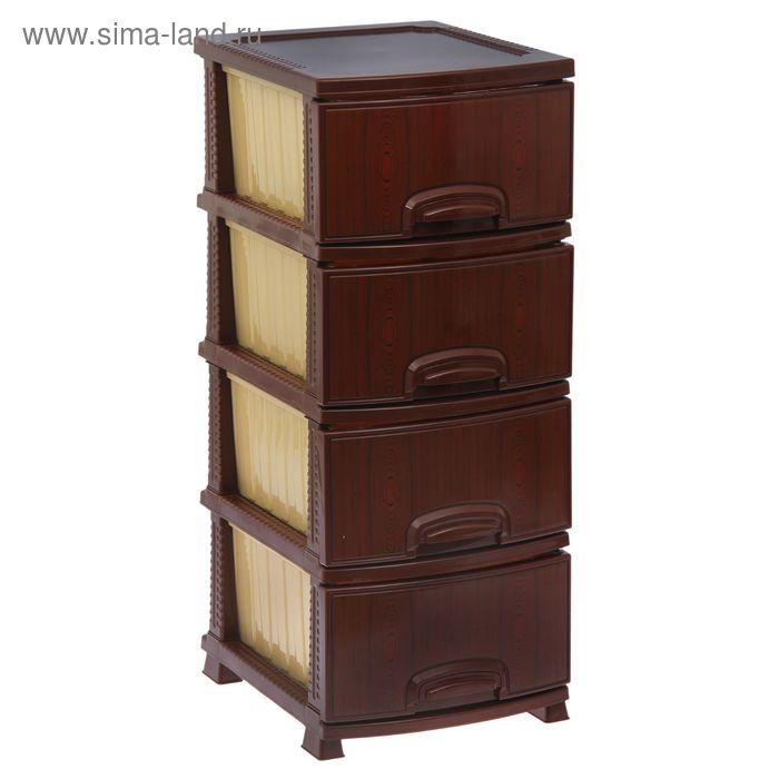 Комод 4-х секционный "Декор. Красное дерево", цвет коричневый - Фото 1