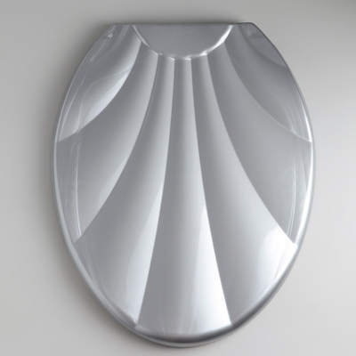 Сиденье для унитаза «Ракушка», 44.5×37 см, с крышкой, серебристый перламутр