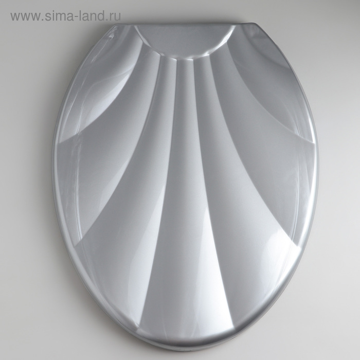 Сиденье для унитаза «Ракушка», 44.5×37 см, с крышкой, серебристый перламутр - Фото 1