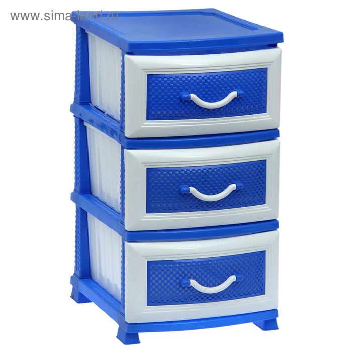 Комод 3-х секционный «Дельфин», бело-синий - Фото 1