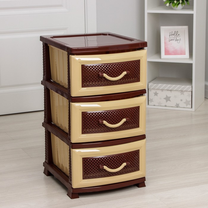 Комод 3-х секционный «Дельфин», бежево-коричневый - Фото 1