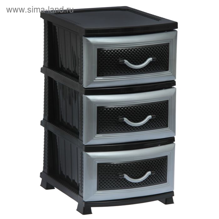 Комод 3-х секционный «Дельфин», цвет чёрно-серебристый перламутр - Фото 1