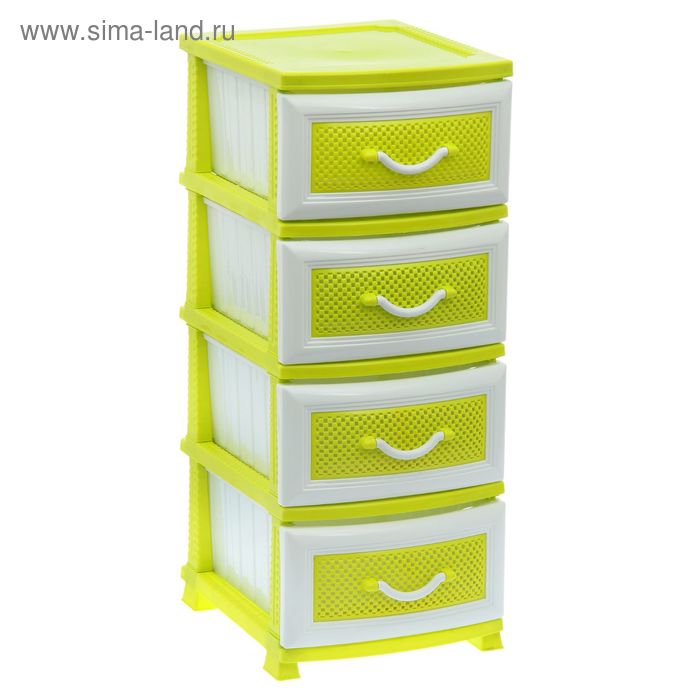 Комод 4-х секционный «Дельфин», лимонный/белый - Фото 1