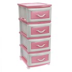 Комод 4-х секционный «Дельфин», розовый/белый - Фото 1