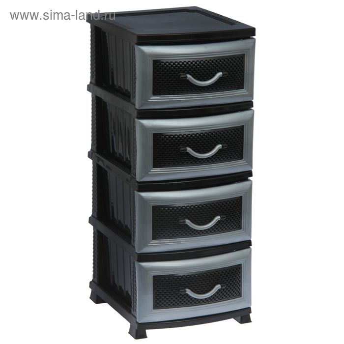 Комод 4-х секционный «Дельфин», цвет чёрный/серебристый перламутр - Фото 1