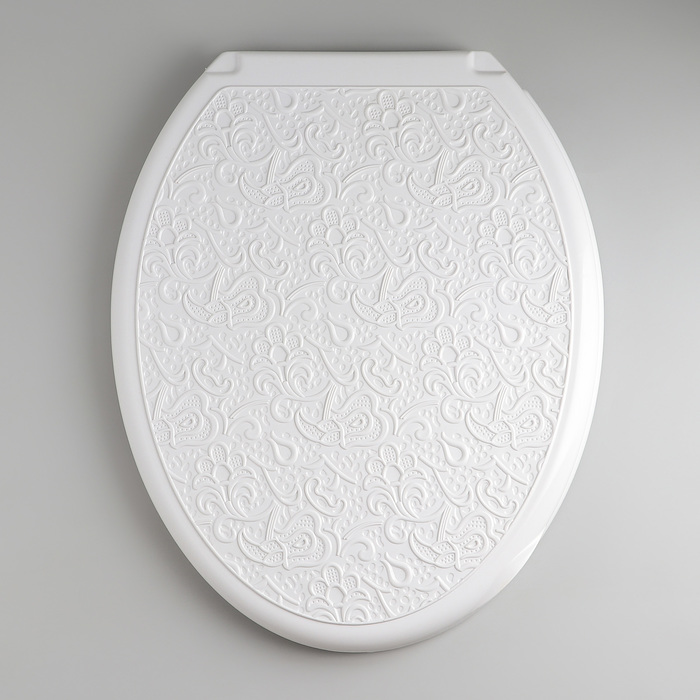 Сиденье для унитаза с крышкой Росспласт «Декор», 44,5×37 см, цвет белый