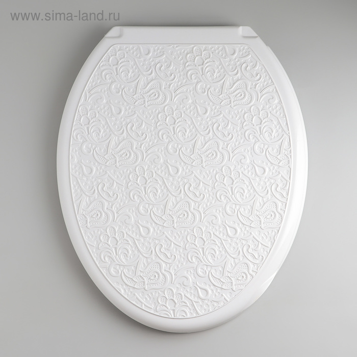 Сиденье для унитаза «Декор», 44.5×37 см, с крышкой, белое - Фото 1
