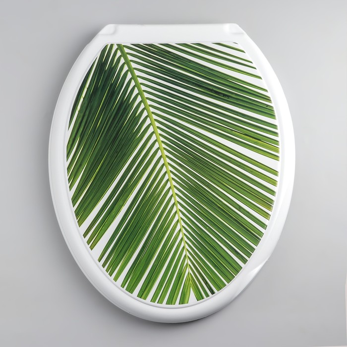 Сиденье для унитаза с крышкой Росспласт «Декор. Пальма»,44,5 х 37,5 см, цвет белый