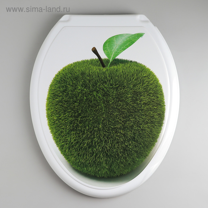 Сиденье для унитаза с крышкой «Декор. Яблоко», 44.5×37 см, белое - Фото 1