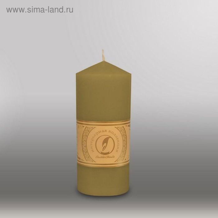 Свеча цилиндр с конусом "Классика", 70x155мм,  оливковый - Фото 1