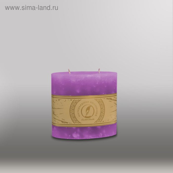 Свеча овальная призма "Мрамор", 125х63х125мм,  2 фитиля сиреневый - Фото 1