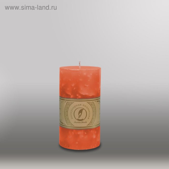 Свеча цилиндр "Мрамор", 80x150мм,  облепиховый - Фото 1