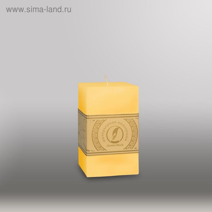 Свеча квадратная призма "Классика", 75x75х125мм,  желтый - Фото 1
