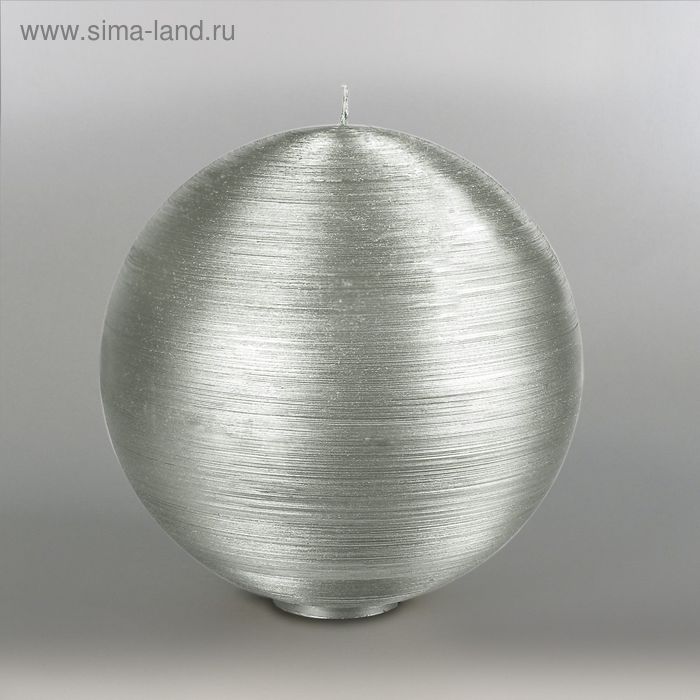 Свеча шар "Металлик", d=200мм,  серебро - Фото 1