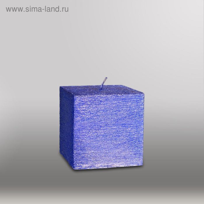 Свеча куб "Металлик", 75мм,  темно-фиолетовый - Фото 1