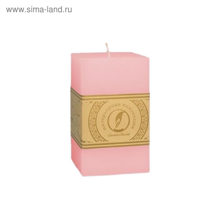 Свеча квадратная призма "Классика", 75x75х125мм,  розовый - Фото 1