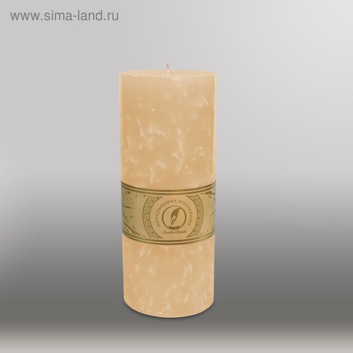 Свеча цилиндр "Мрамор", 100x255мм,  кремовый - Фото 1