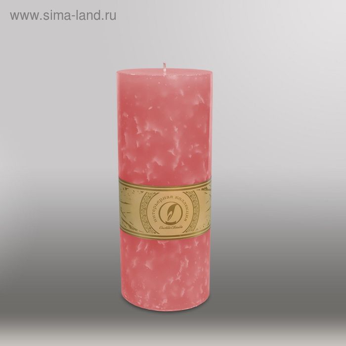 Свеча цилиндр "Мрамор", 100x255мм,  розовый - Фото 1
