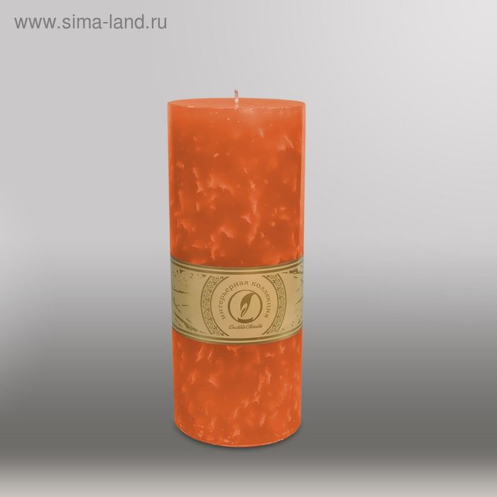 Свеча цилиндр "Мрамор", 100x255мм,  облепиховый - Фото 1