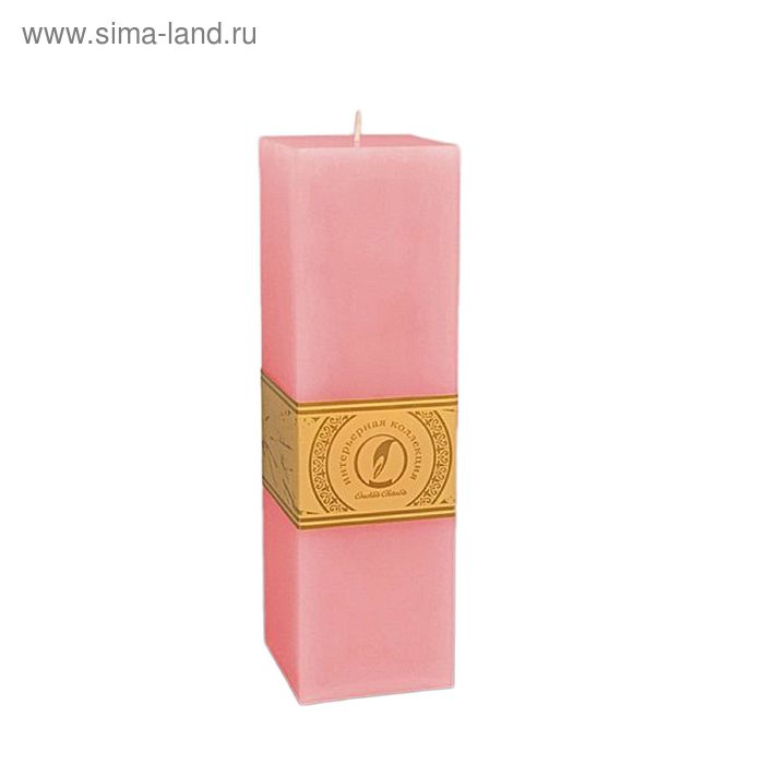 Свеча квадратная призма "Классика", 75x75х250мм,  розовый - Фото 1
