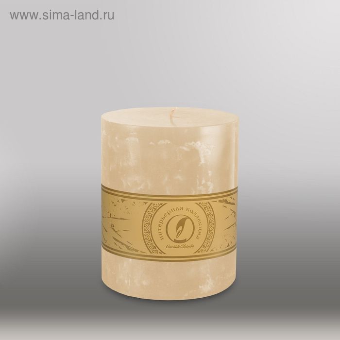 Свеча цилиндр "Мрамор", 125x150мм,  кремовый - Фото 1
