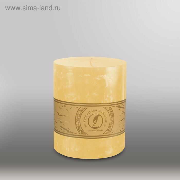 Свеча цилиндр "Мрамор", 125x150мм,  желтый - Фото 1