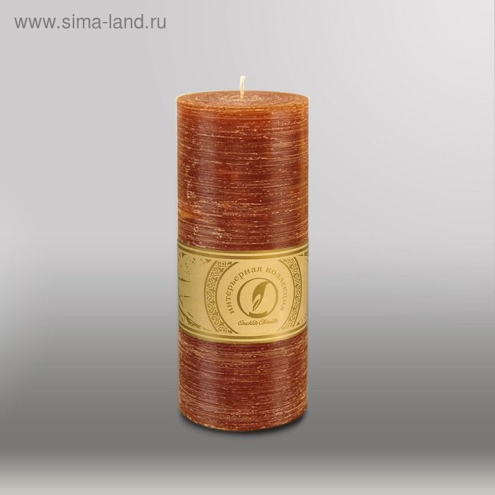 Свеча цилиндр "Рельеф", 80x200мм,  коричневый - Фото 1