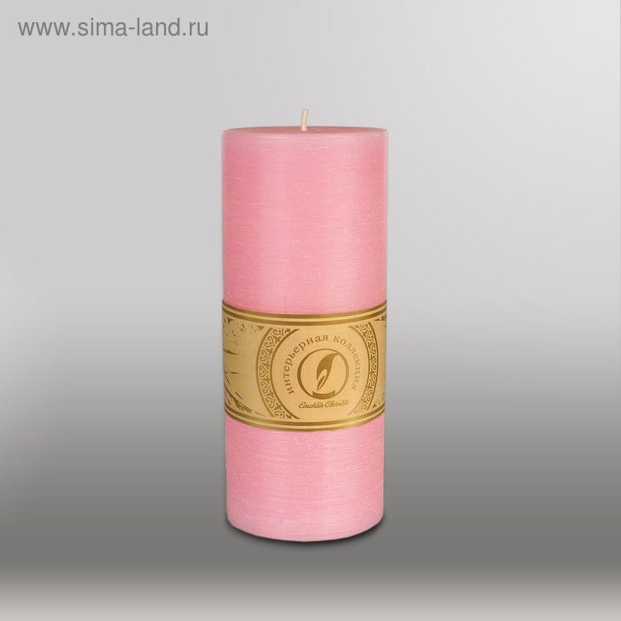 Свеча цилиндр "Рельеф", 80x200мм,  розовый - Фото 1