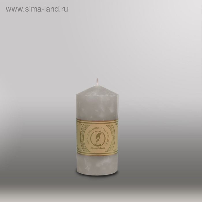 Свеча цилиндр с конусом "Мрамор", 70x127мм,  дымчато-голубой - Фото 1
