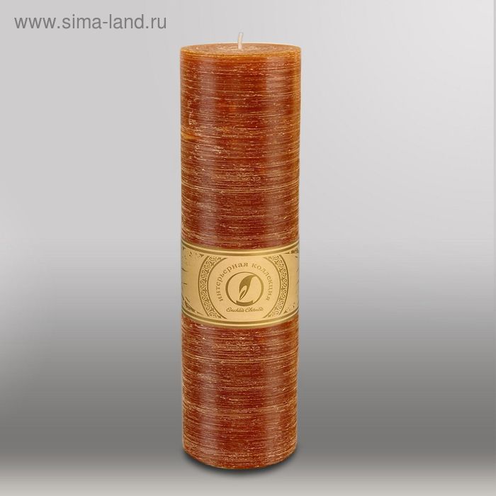 Свеча цилиндр "Рельеф", 80x305мм,  коричневый - Фото 1