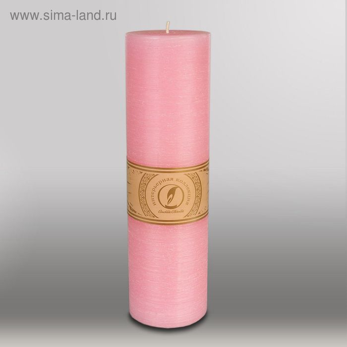 Свеча цилиндр "Рельеф", 80x305мм,  розовый - Фото 1