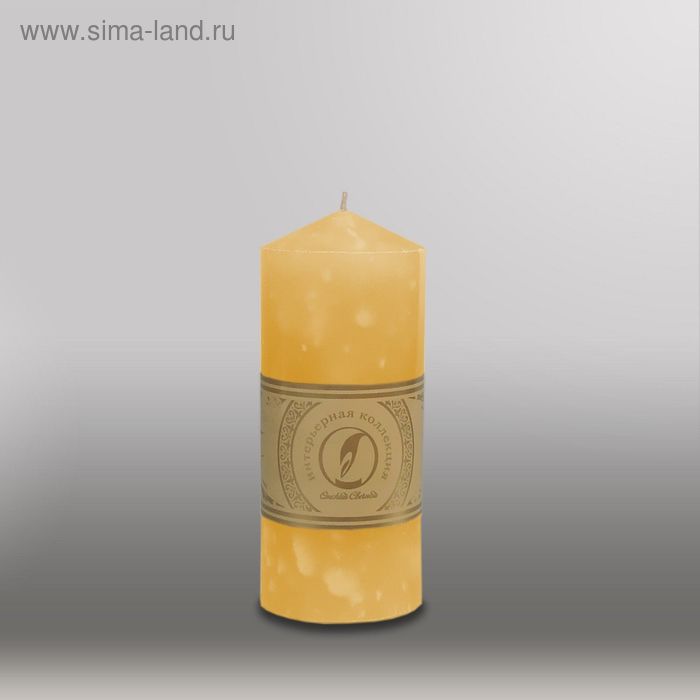 Свеча цилиндр с конусом "Мрамор", 70x155мм,  желтый - Фото 1