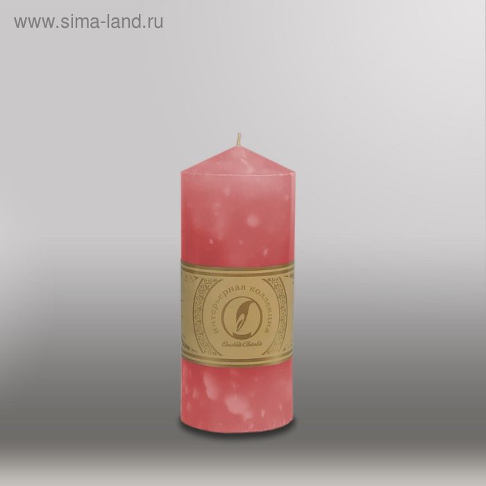 Свеча цилиндр с конусом "Мрамор", 70x155мм,  розовый - Фото 1