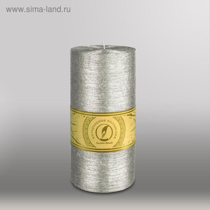 Свеча цилиндр "Металлик", 100x205мм,  серебро - Фото 1