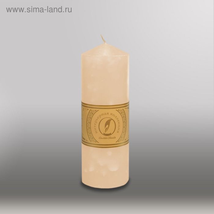 Свеча цилиндр с конусом "Мрамор", 70x200мм,  кремовый - Фото 1
