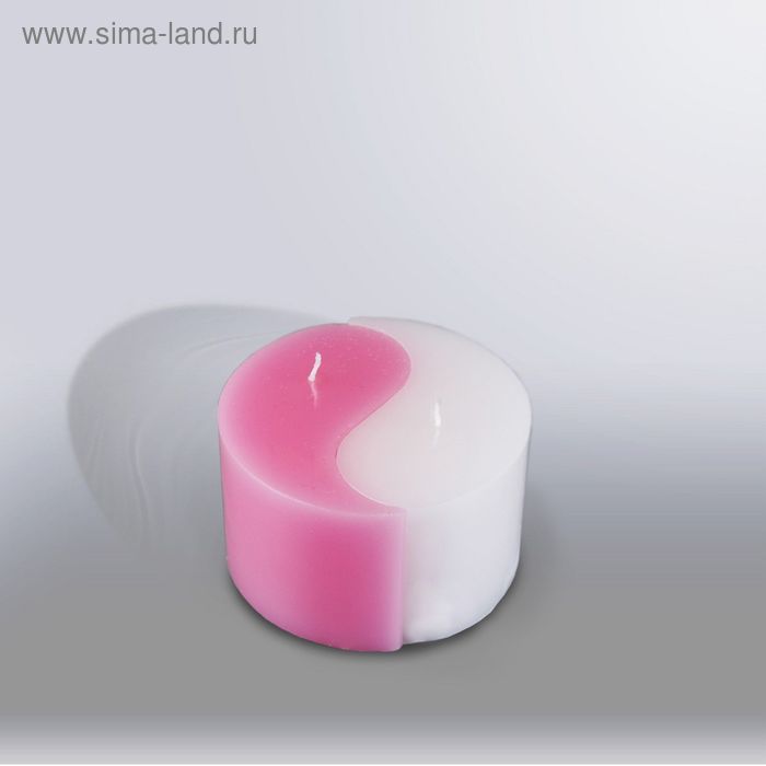 Свеча двудольная призма Инь-Янь "Классика", 125x75мм,  розовый/белый - Фото 1