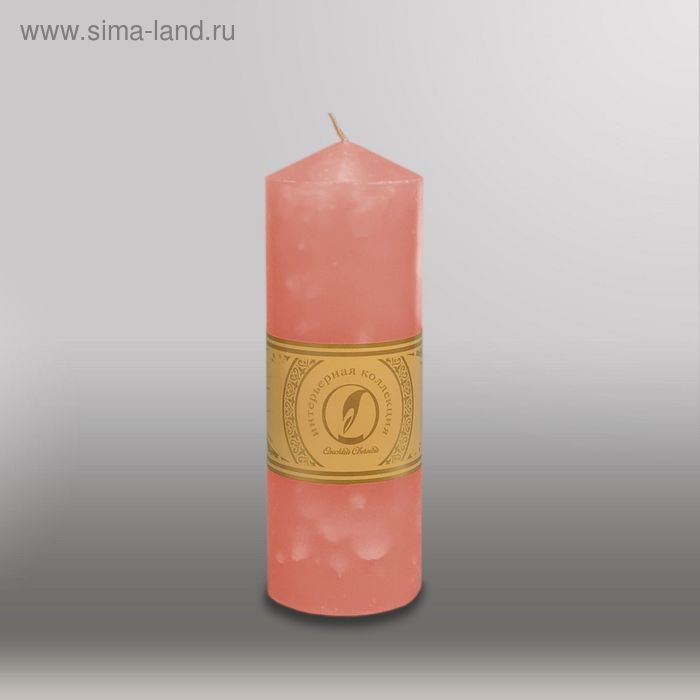 Свеча цилиндр с конусом "Мрамор", 70x200мм,  розовый - Фото 1