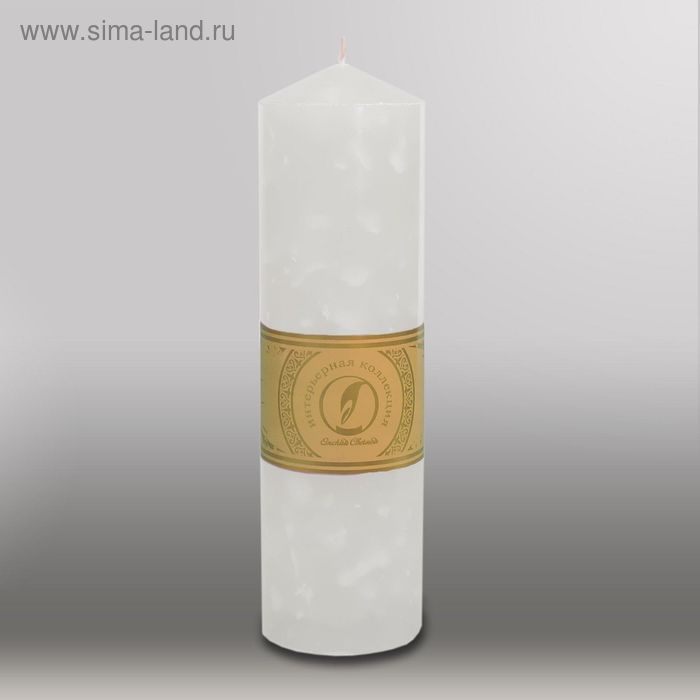 Свеча цилиндр с конусом "Мрамор", 70x250мм,  белый - Фото 1