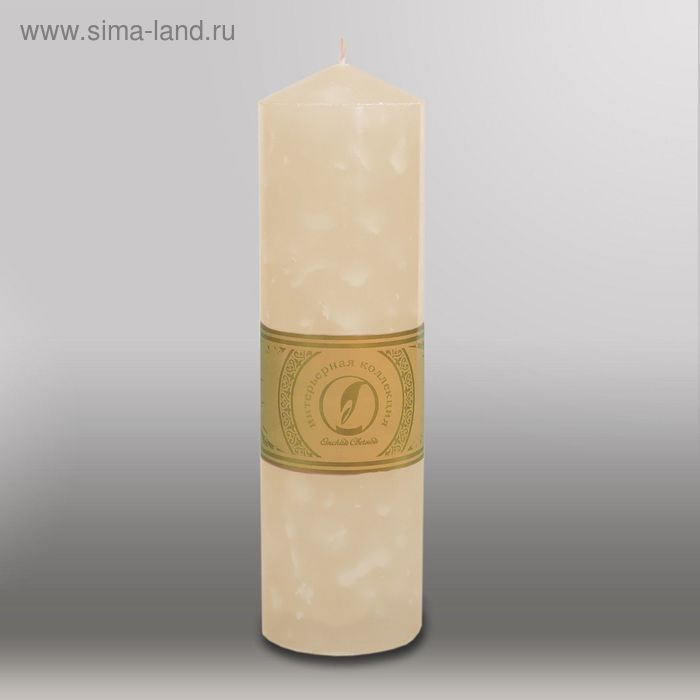 Свеча цилиндр с конусом "Мрамор", 70x250мм,  кремовый - Фото 1