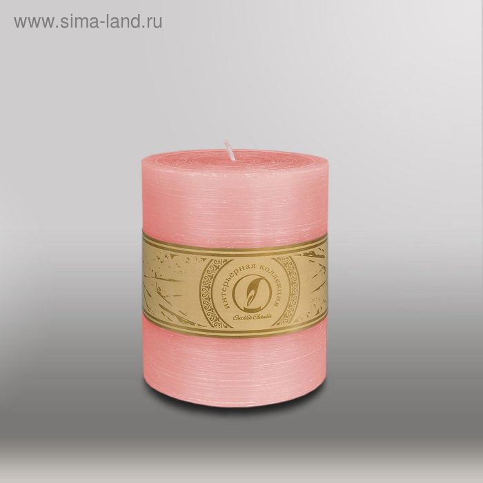 Свеча цилиндр "Рельеф", 125x150мм,  розовый - Фото 1