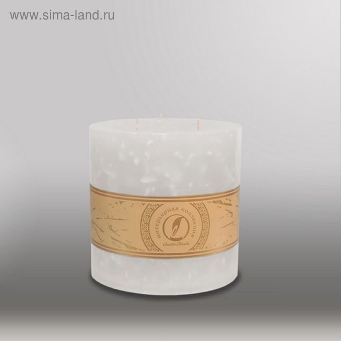 Свеча цилиндр "Мрамор", 150x150мм,  3 фитиля белый - Фото 1