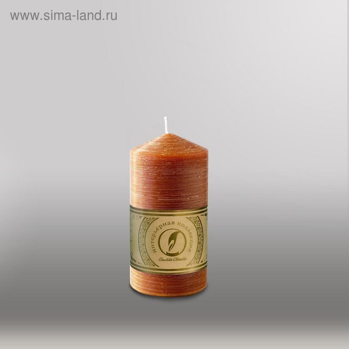 Свеча цилиндр с конусом "Рельеф", 70x127мм,  коричневый - Фото 1