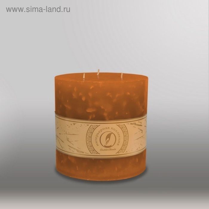 Свеча цилиндр "Мрамор", 150x150мм,  3 фитиля коричневый - Фото 1