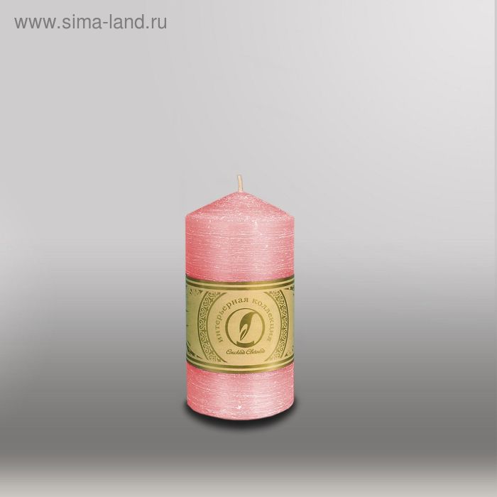 Свеча цилиндр с конусом "Рельеф", 70x127мм,  розовый - Фото 1